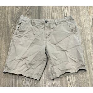 Aeropostale Mens Chino Shorts Mid Rise Casual Flat Front Khaki Beige Size 32